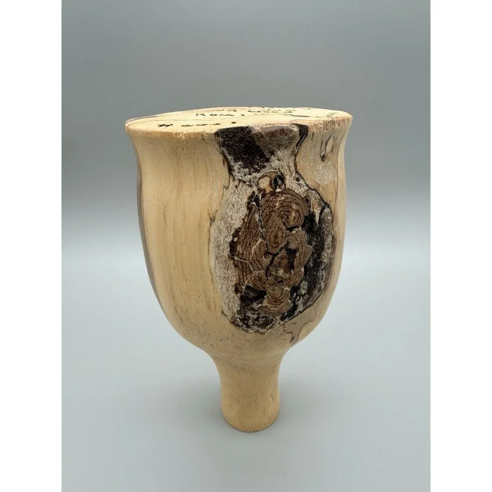 Hand Turned Dogwood Wood Flower Jug Bud Vase Signed Bryan Montgomery 7.5